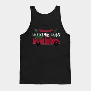 Fresh Cut Christmas Trees - Vintage Pick up truck - Raglan Baseball Tank Top